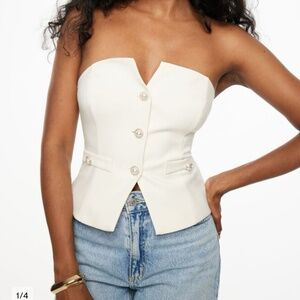 Dynamite Buttoned Corset Top in Sea Salt